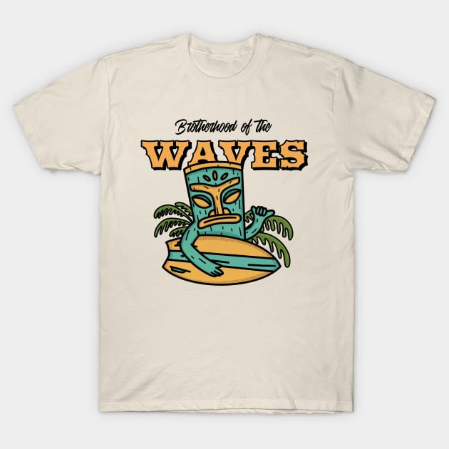 Tiki Man Tiki God Surfer Surf Surfing Waves Hawaii Hawaiian T-Shirt by Tip Top Tee's